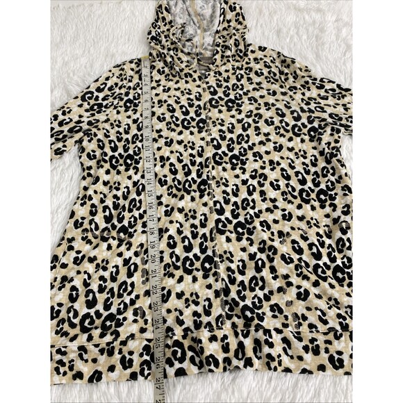 Chico's Top Womens US Size 2 Cheetah Print Pullover Hooded Casual Blouse - Picture 8 of 14